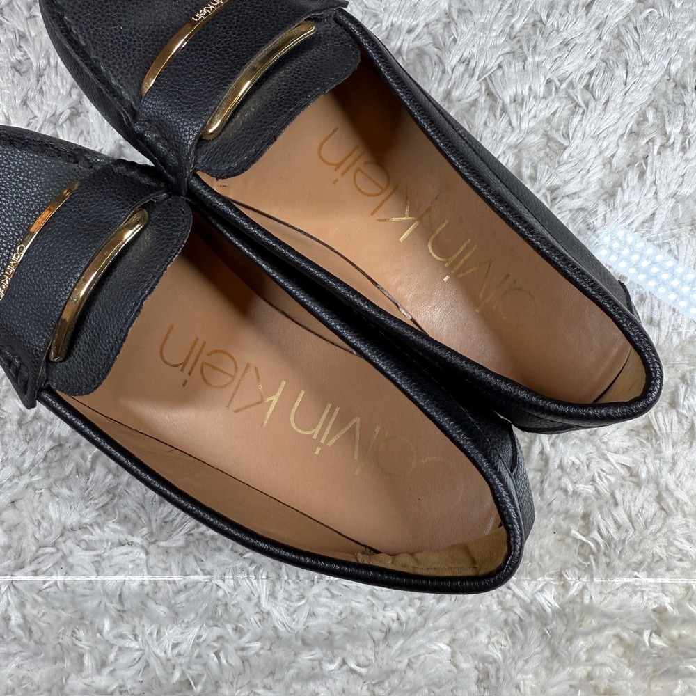 Calvin Klein Black Loafers Women's 7 Leonie Slip On Dress Shoes Casual Preppy - Picture 8 of 10